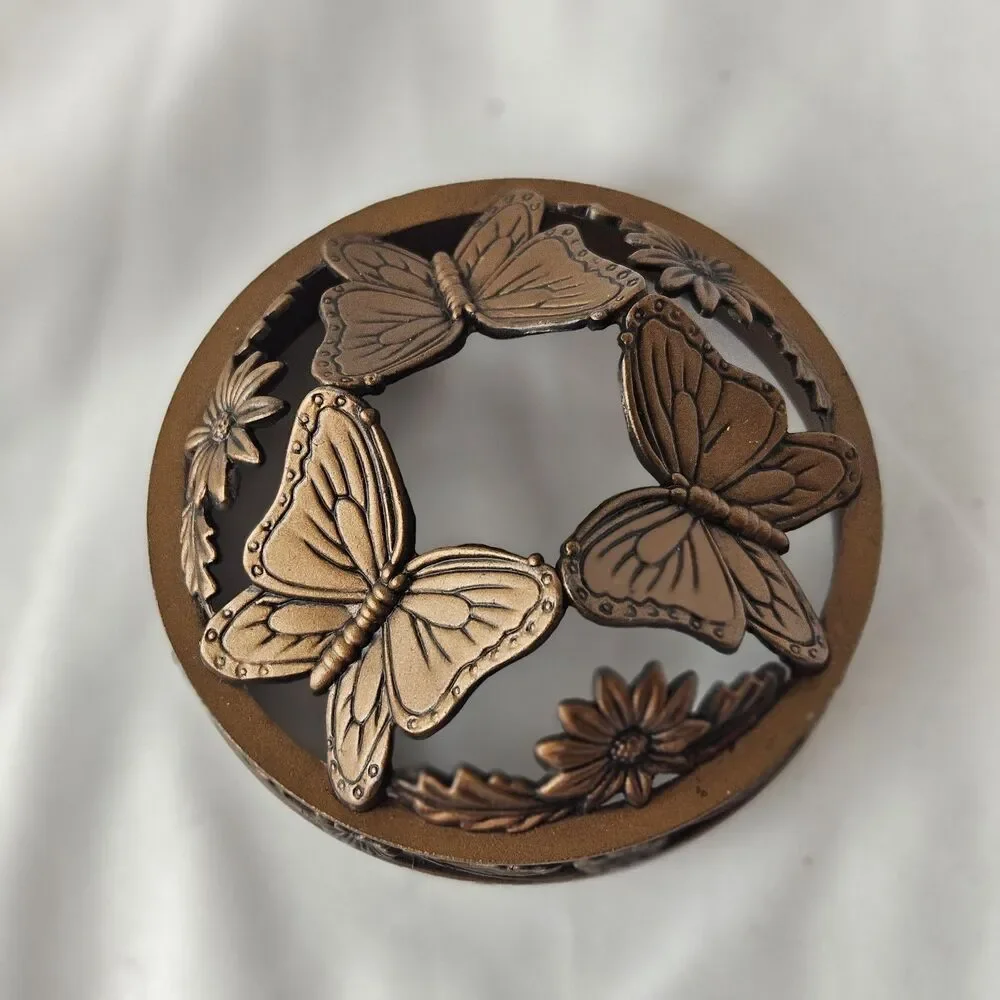 Yankee Candle BUTTERFLIES Illuma-Lid Large Jar CANDLE TOPPER LID Brass